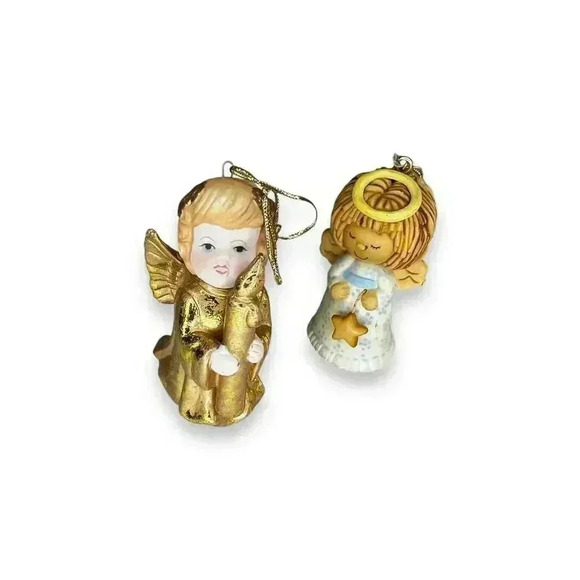 Vintage Christmas Angel Ornaments - Set of 2 Decorative Hanging 1978 Hallmark - Picture 1 of 8